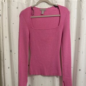 NWOT H&M Pink Square Neck Long Sleeve Top